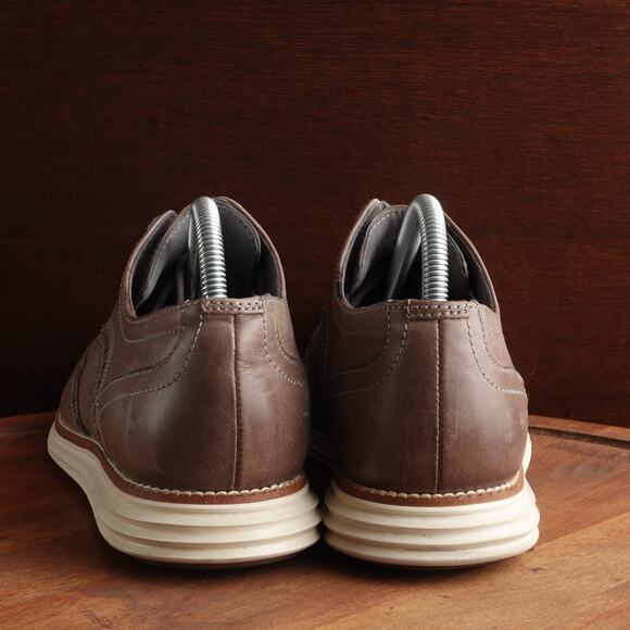 Cole Haan Oxfords Mens SZ 8.5M Gray Brown Grand OS Leather Wingtip Dress Shoes - Picture 9 of 15